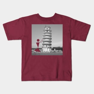 Warli woman at the Leaning Tower of Pisa Kids T-Shirt